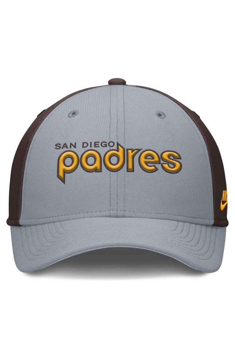 Nike Men's Nike Gray/Brown San Diego Padres Rise Swoosh Performance Flex Hat, Alternate, color, Gray