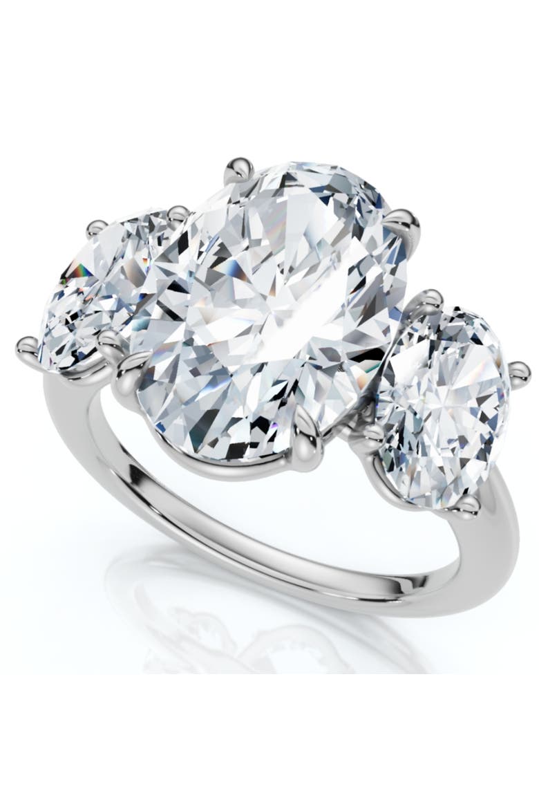 Certified 6Ct Three Stone Oval Diamond Anniversary Engagement Ring Lab Grown 14k, Main, color, 14k White Gold