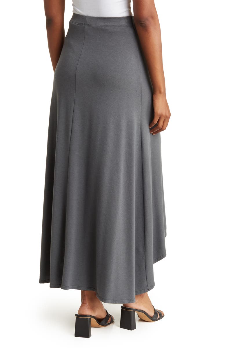 GO COUTURE Asymmetric Hi-Low Skirt, Alternate, color, Charcoal Print 3