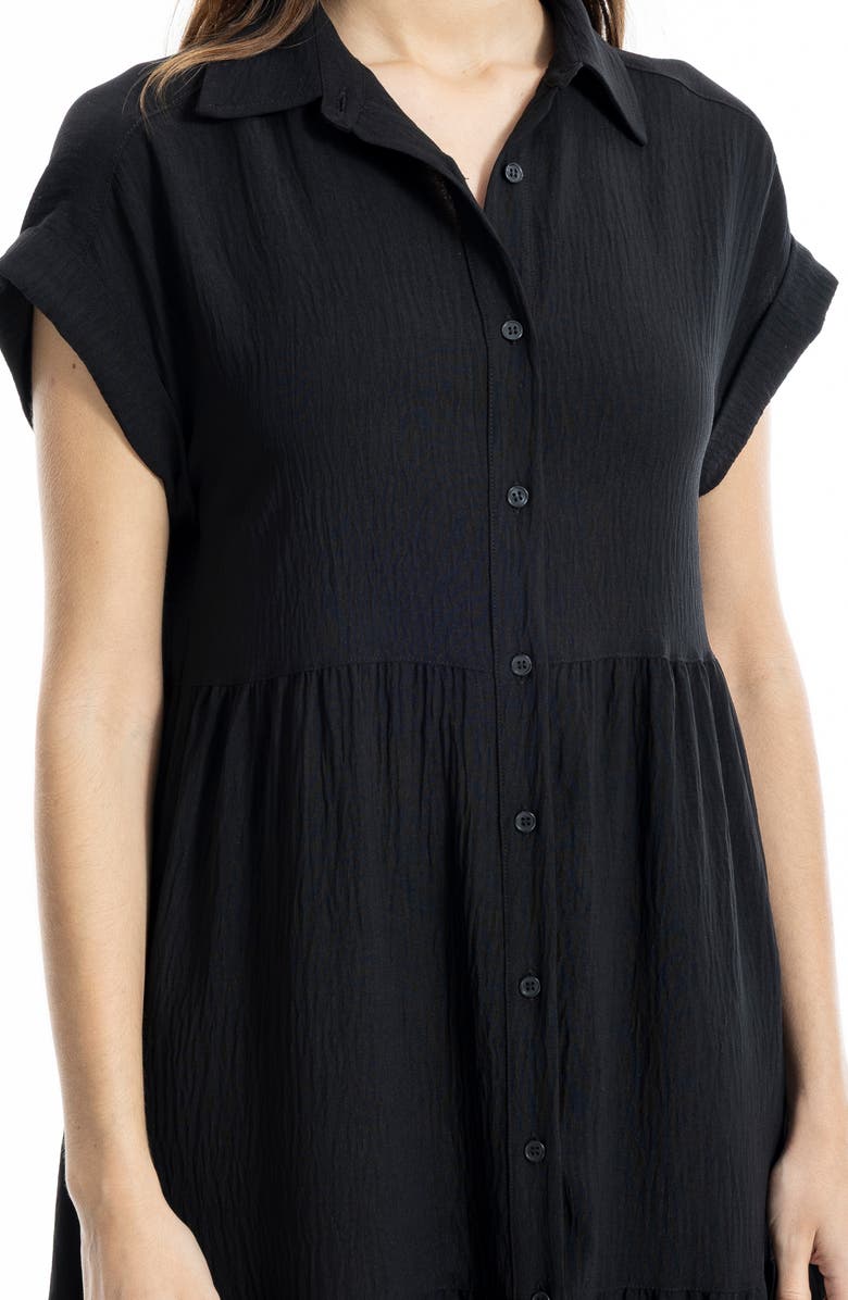 MAX STUDIO Short Sleeve Tiered Maxi Shirtdress, Alternate, color, Black-Black