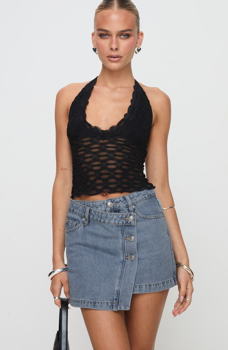 Princess Polly Denis Asymmetric Denim Skirt, Alternate, color, 