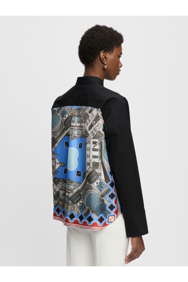 Sirene Milano Print Scarf-back Shirt, Alternate, color, Black