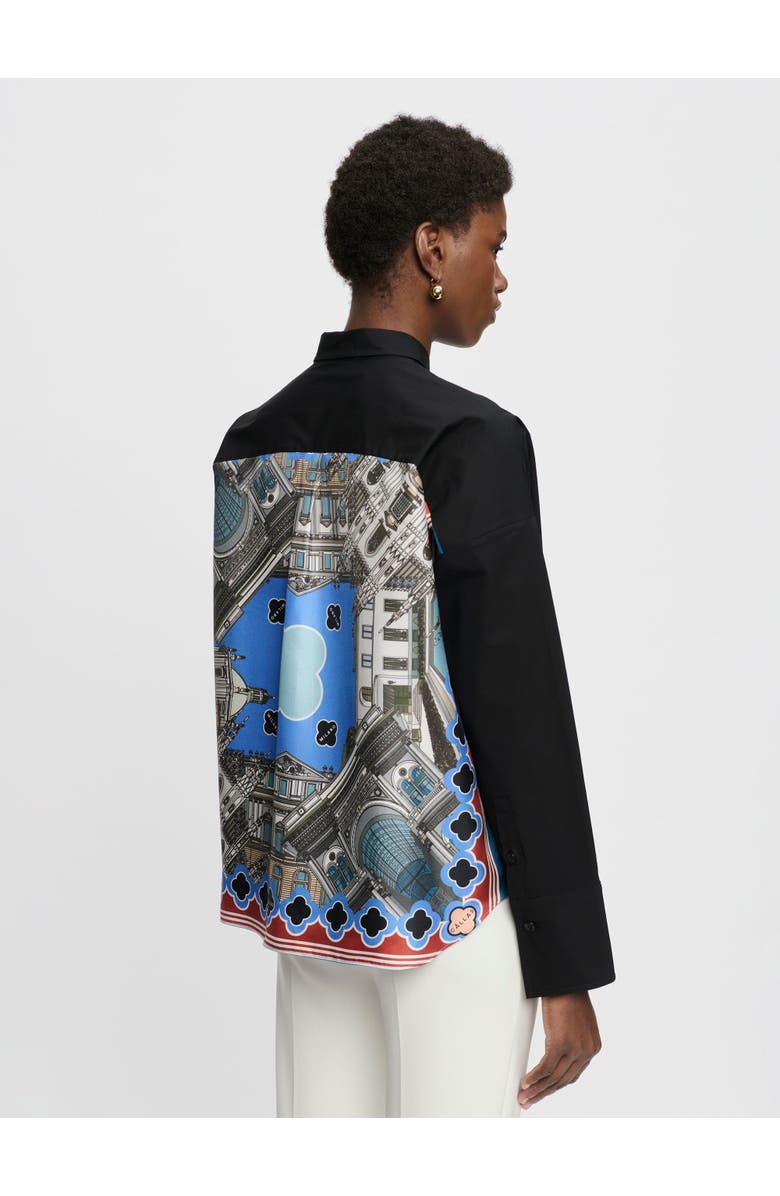 Callas Milano Sirene Milano Print Scarf-back Shirt, Alternate, color, Black