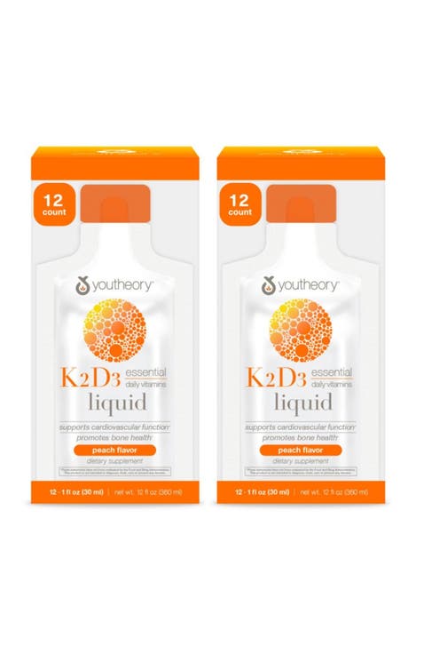 K2 and D3 Daily Vitamin Supplement Liquid Peach Flavor 1oz