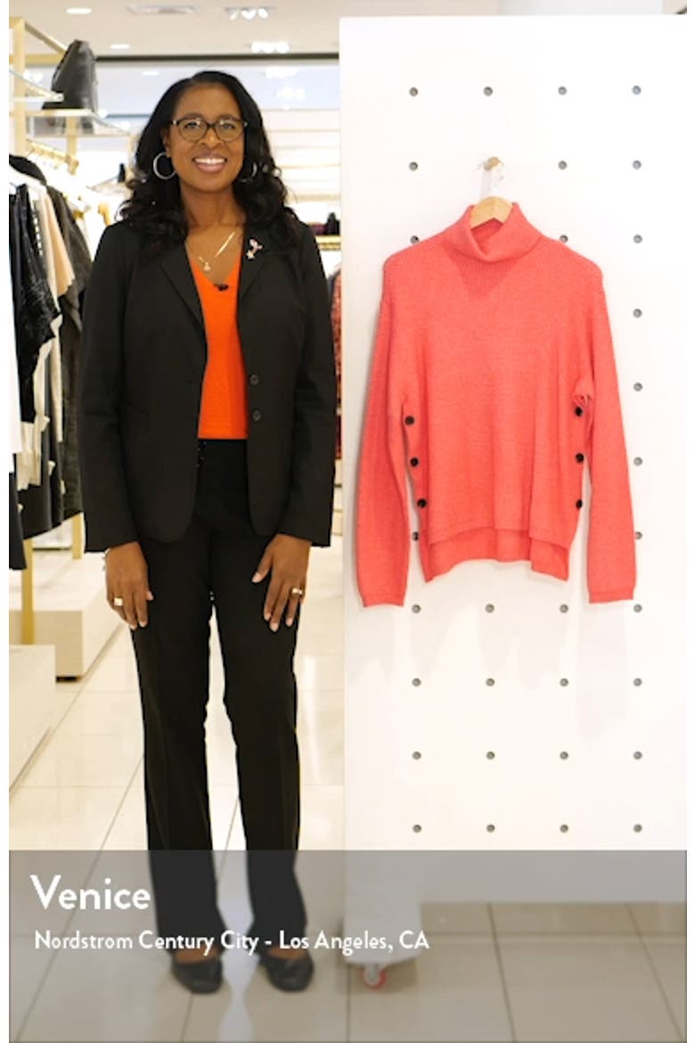 Side Button Waffle Weave Turtleneck Sweater video
