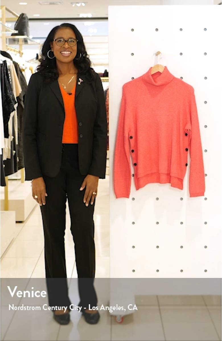 Side Button Waffle Weave Turtleneck Sweater, sales video thumbnail