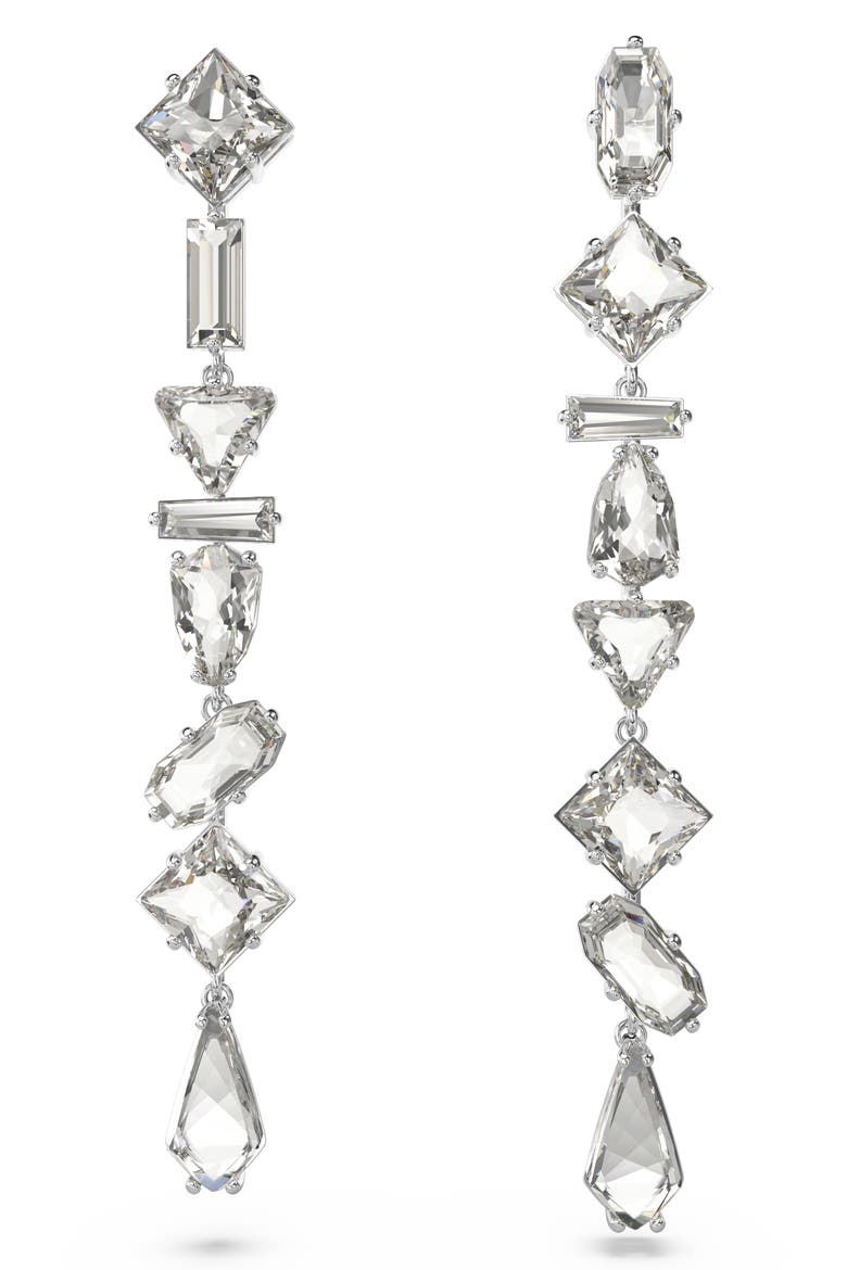 Mesmera Crystal Drop Earrings, Main, color, SILVER