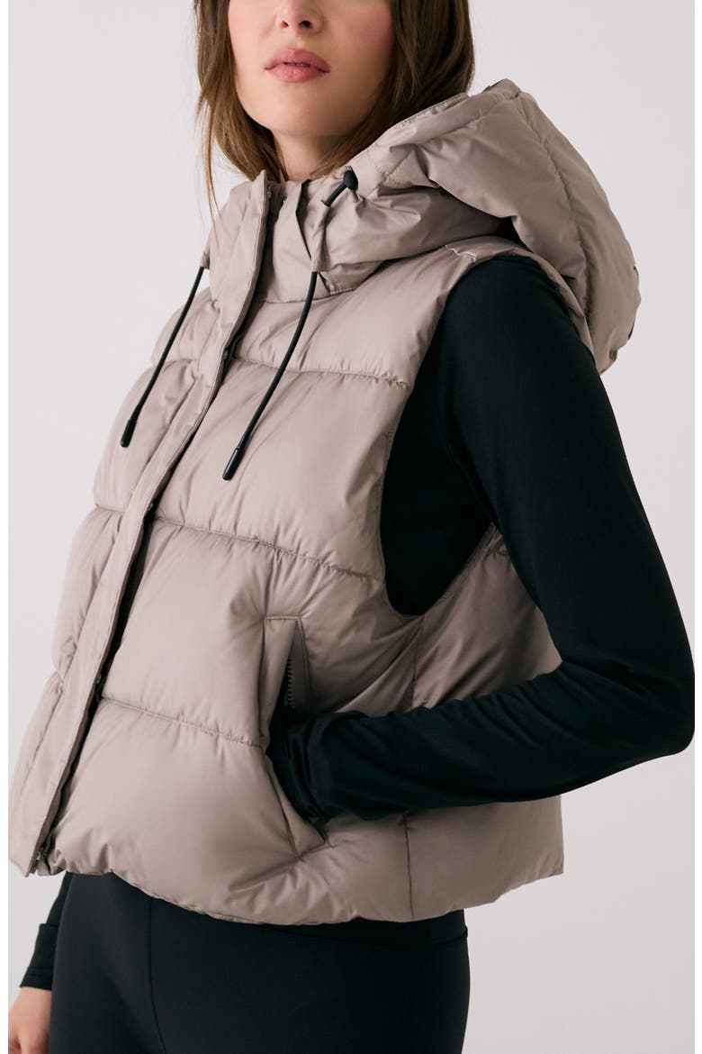 London Waterproof Hooded Vest, Alternate, color, PEBBLE