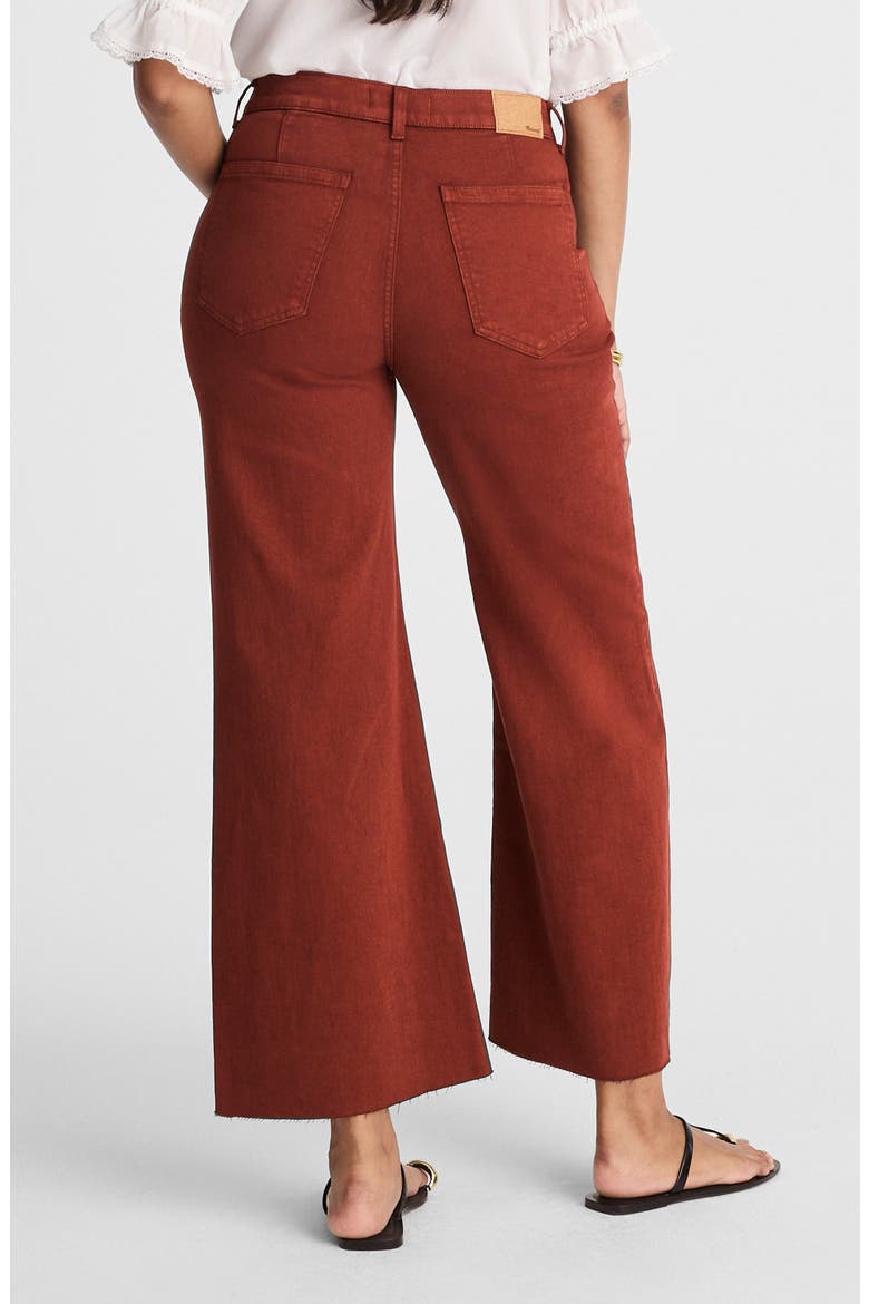 Garment Dye Patch Pocket Raw Hem Crop Flare Wide Leg Jeans, Alternate, color, HENNA