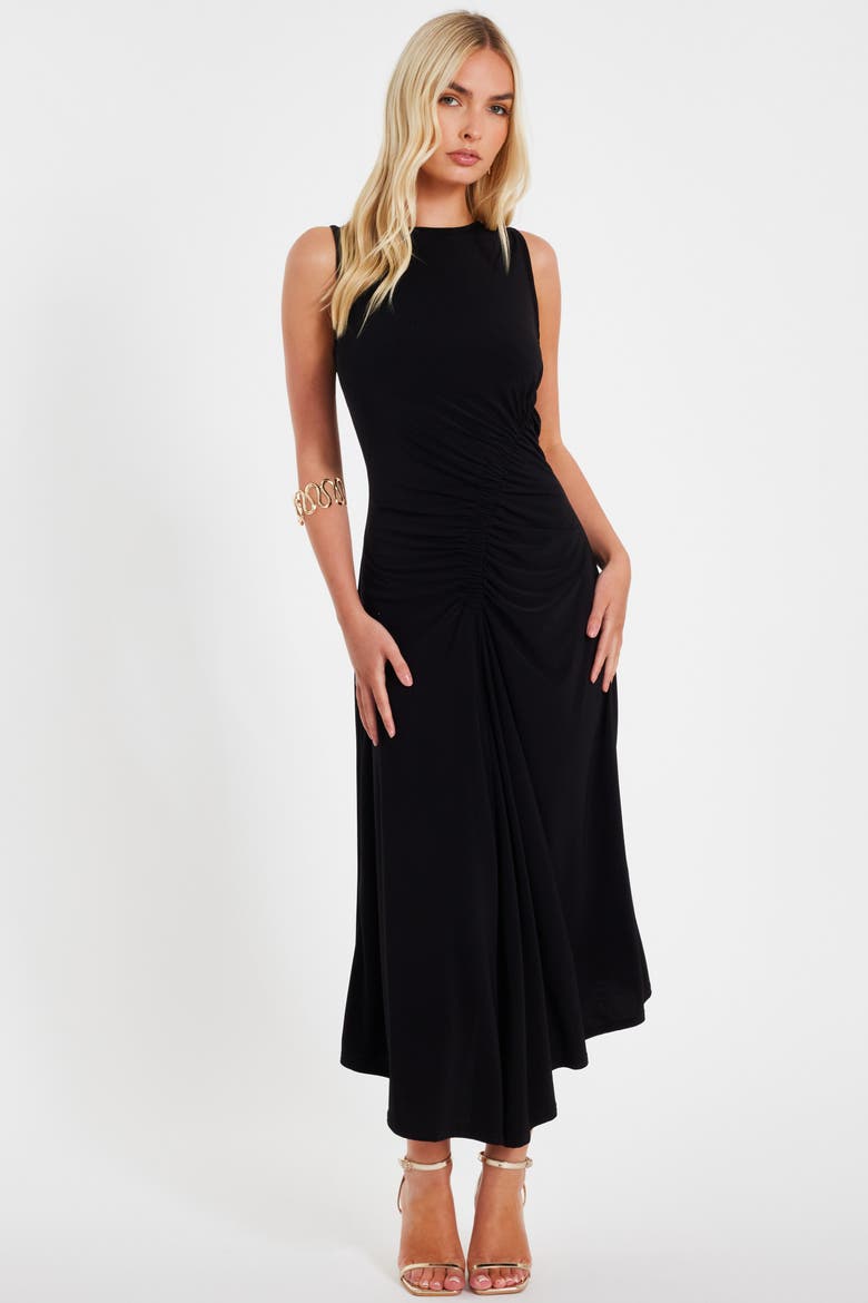 ITY Ruched Detail Midi Dress, Main, color, Black