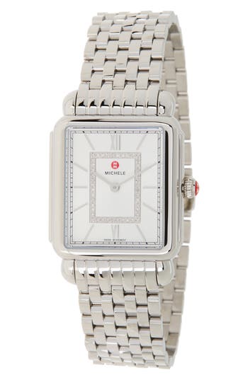 Michele Deco Ii Diamond Bracelet Watch, 20mm X 43mm In Silver