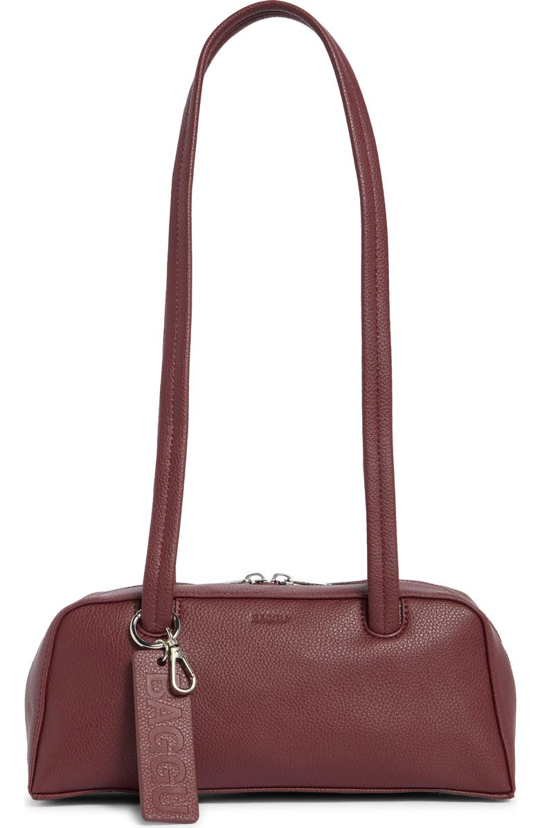 Baggu Small Recycled Leather Bowler Bag, Main, color, Mahogany