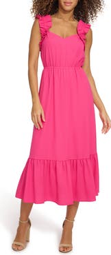 Kensie Ruffle Sleeveless Fit & Flare Midi Dress