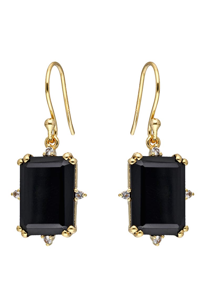 Semiprecious Stone Drop Earrings, Alternate, color, BLACK