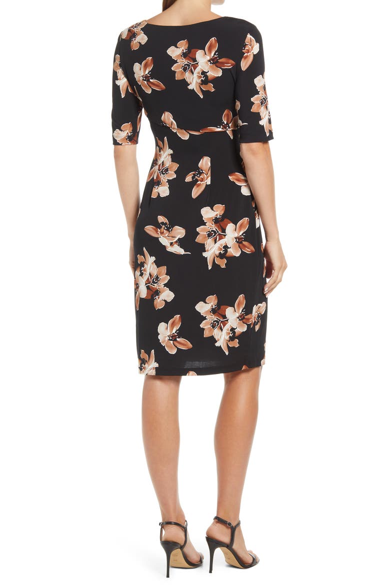 Floral Ruched Dress, Alternate, color, CINNAMON