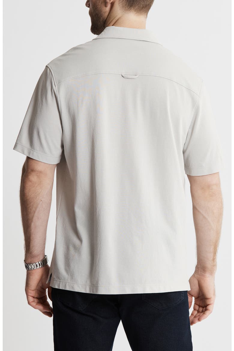 Short Sleeve Knit Oxford Button-Up Shirt, Alternate, color, GREY
