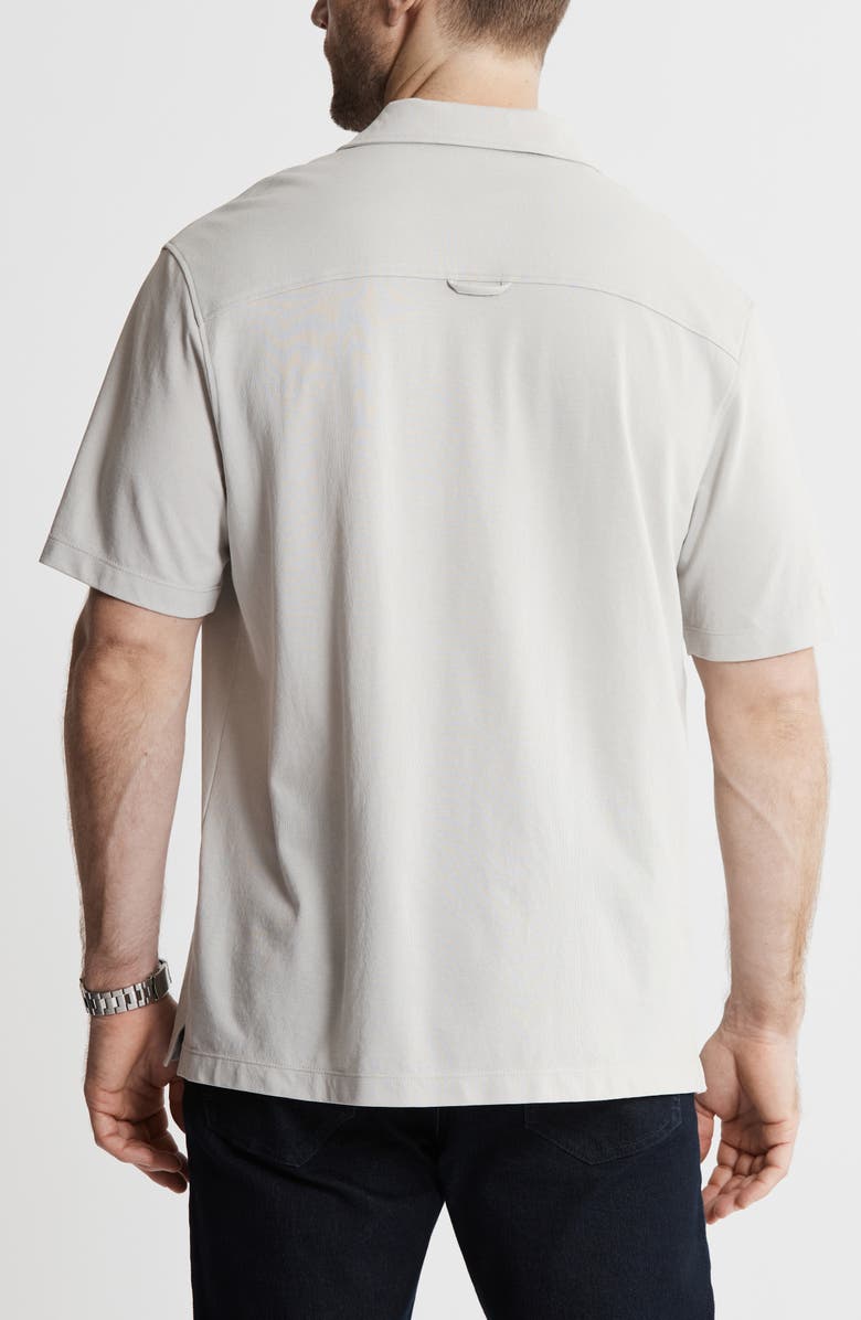 JACHS Short Sleeve Knit Oxford Button-Up Shirt, Alternate, color, Grey