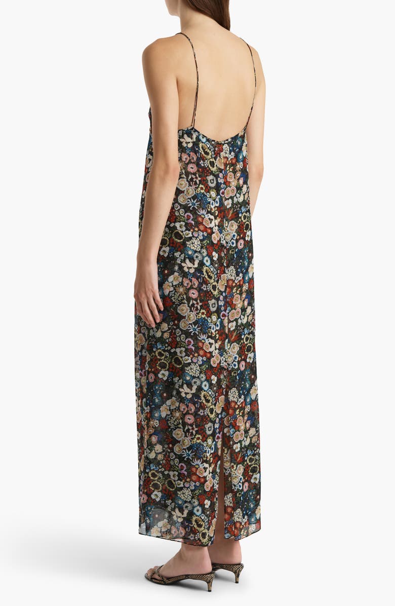 Khaite Taja Floral Silk Chiffon Slipdress, Alternate, color, Black Multi