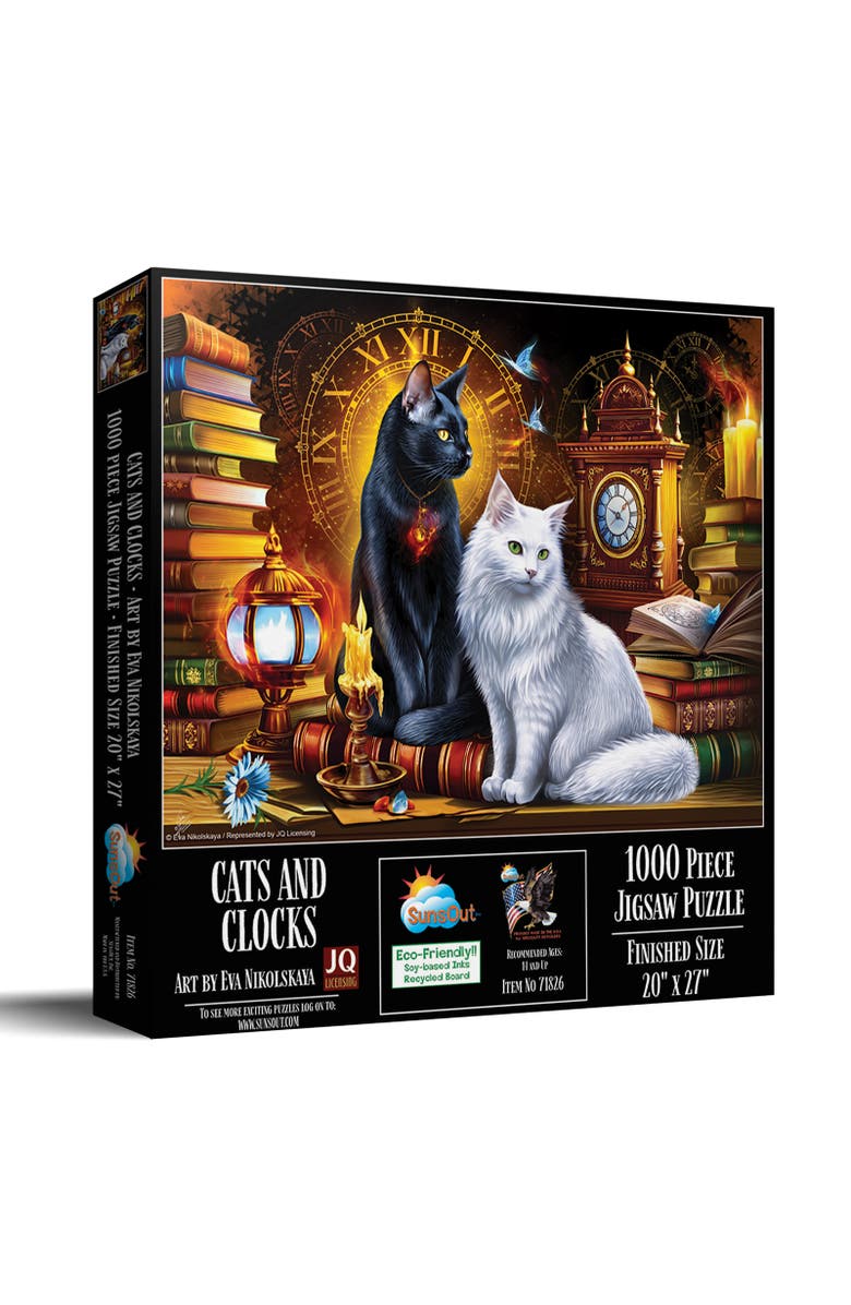 Sunsout Cats and Clocks 1000 piece Jigsaw Puzzle for Adults, Main, color, Multicolor
