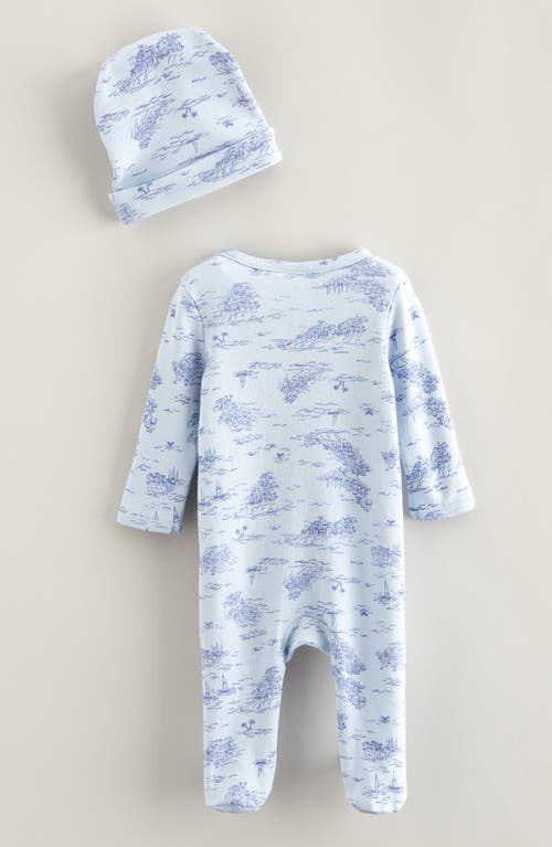 Nordstrom Print Zip Footie & Beanie Set In Blue