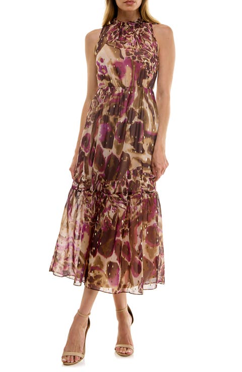 Metallic Clip Dot Midi Dress