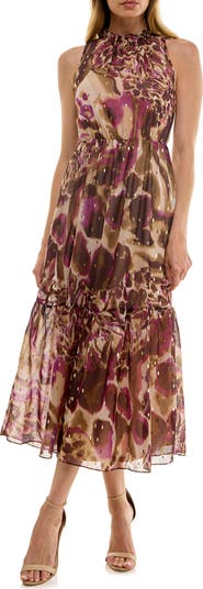 Metallic Clip Dot Midi Dress
