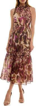 Socialite Metallic Clip Dot Midi Dress