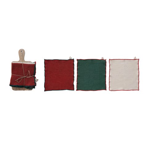 Waffle Weave Cotton Dish Cloth & Mango Wood Board Set