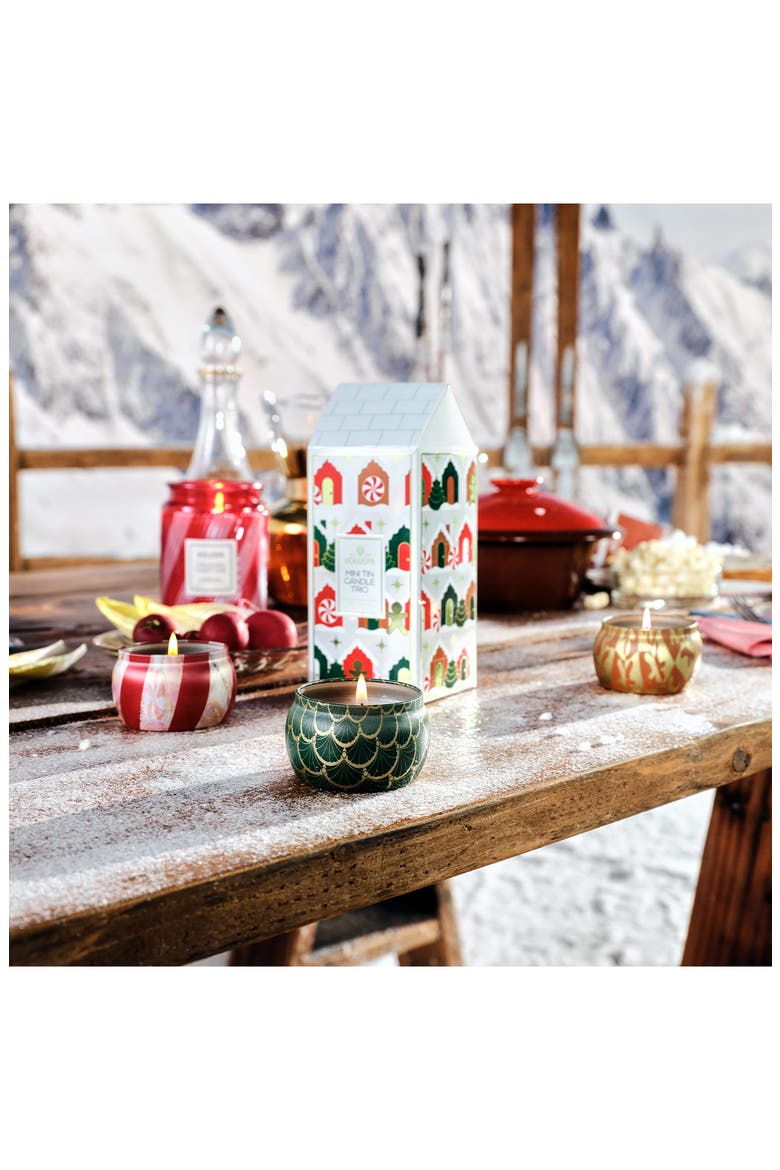 Holiday Mini Tin Candle Set of 3, Alternate, color, GREEN/ RED/ BROWN MULTI