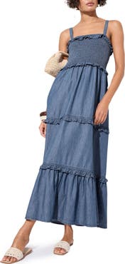 Friends Like These Tiered Chambray Dress
