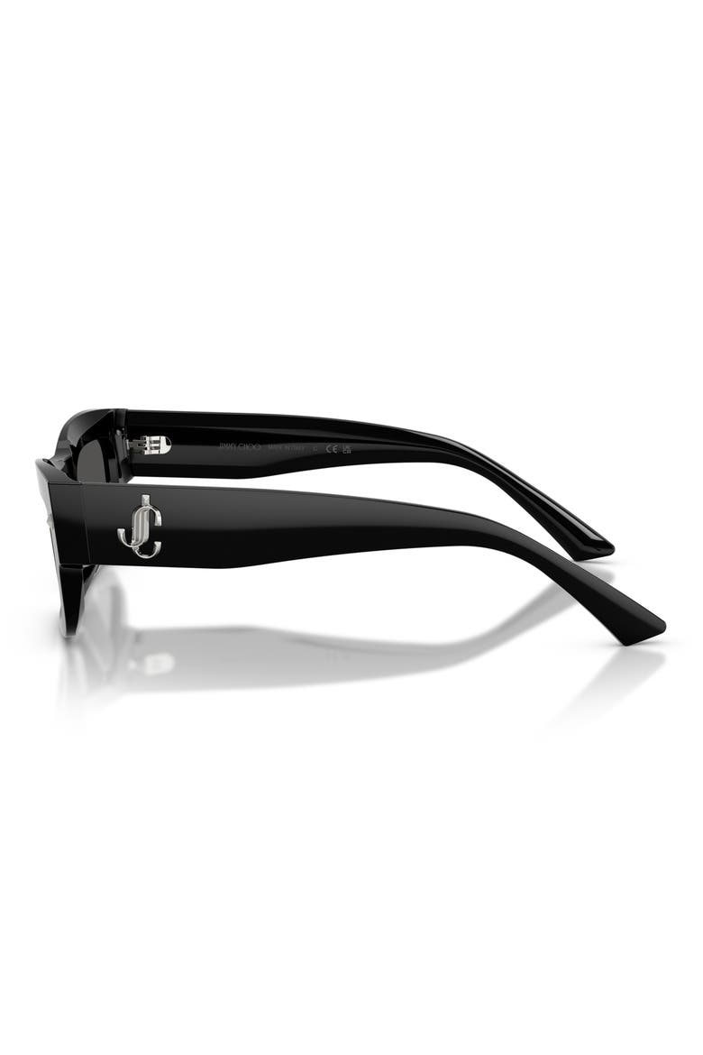53mm Rectangular Sunglasses, Alternate, color, BLACK / DARK GREY