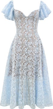 HOUSE OF CB Austen Lace Flutter Sleeves Midi Dress