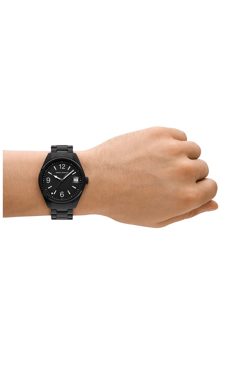 Three Hand Bracelet Watch, 42mm, Alternate, color, BLACK