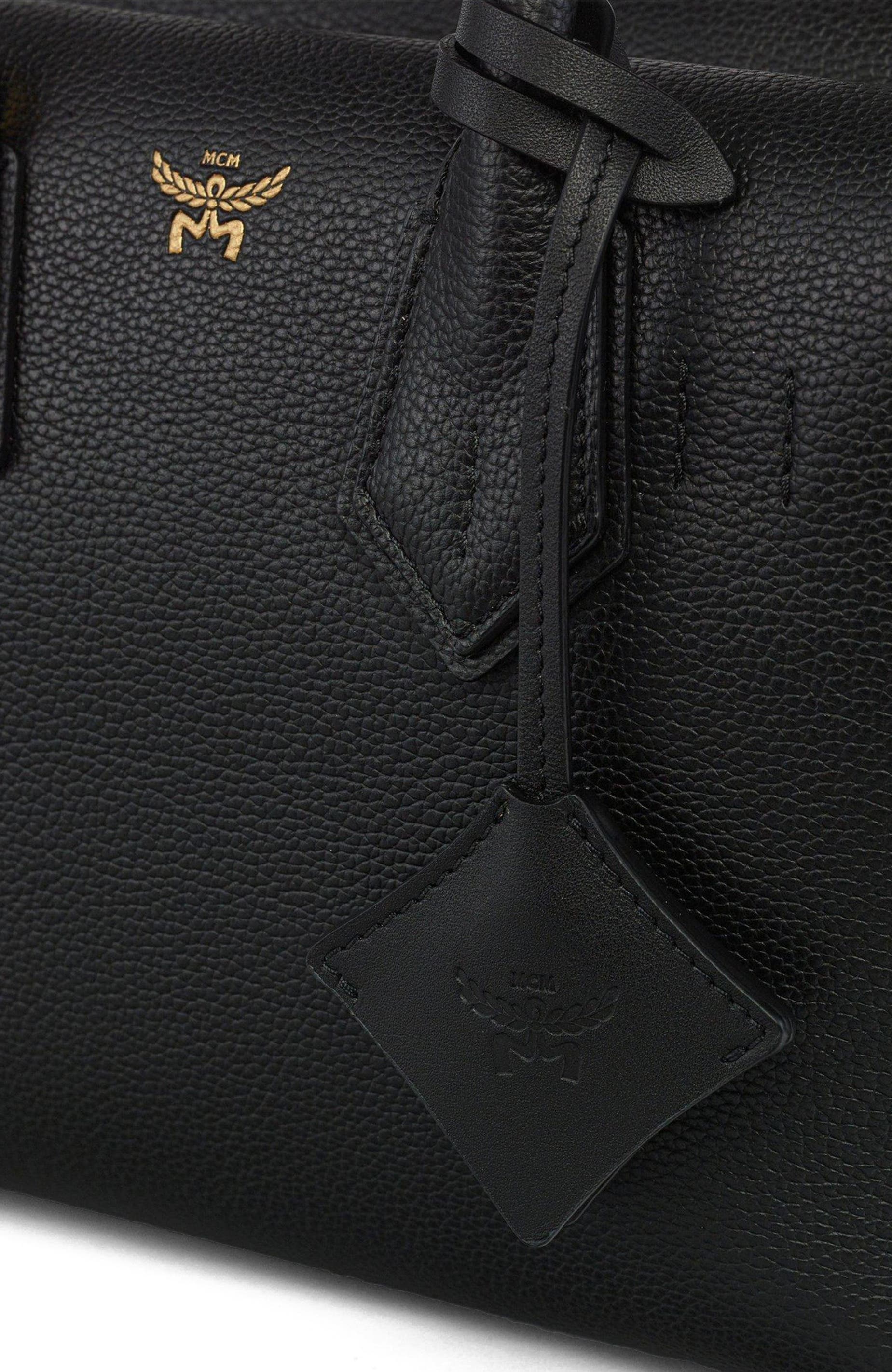 MCM Small Milla Tote in Spanish Embossed Leather, Alternate, color, Black