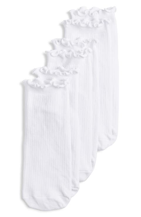 3-Pack Lettuce Edge Rib Ankle Socks