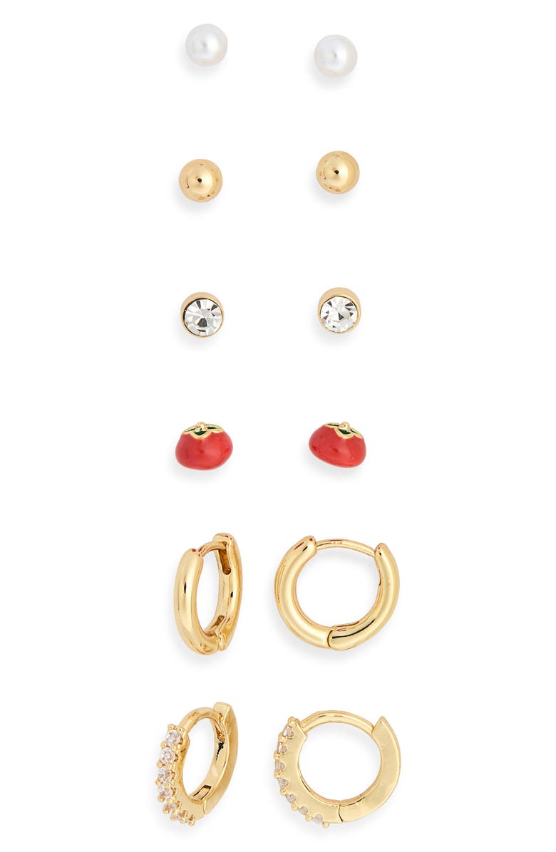 Leith 6-Pack Tomato Assorted Earrings Set, Alternate, color, Red Multi- Gold