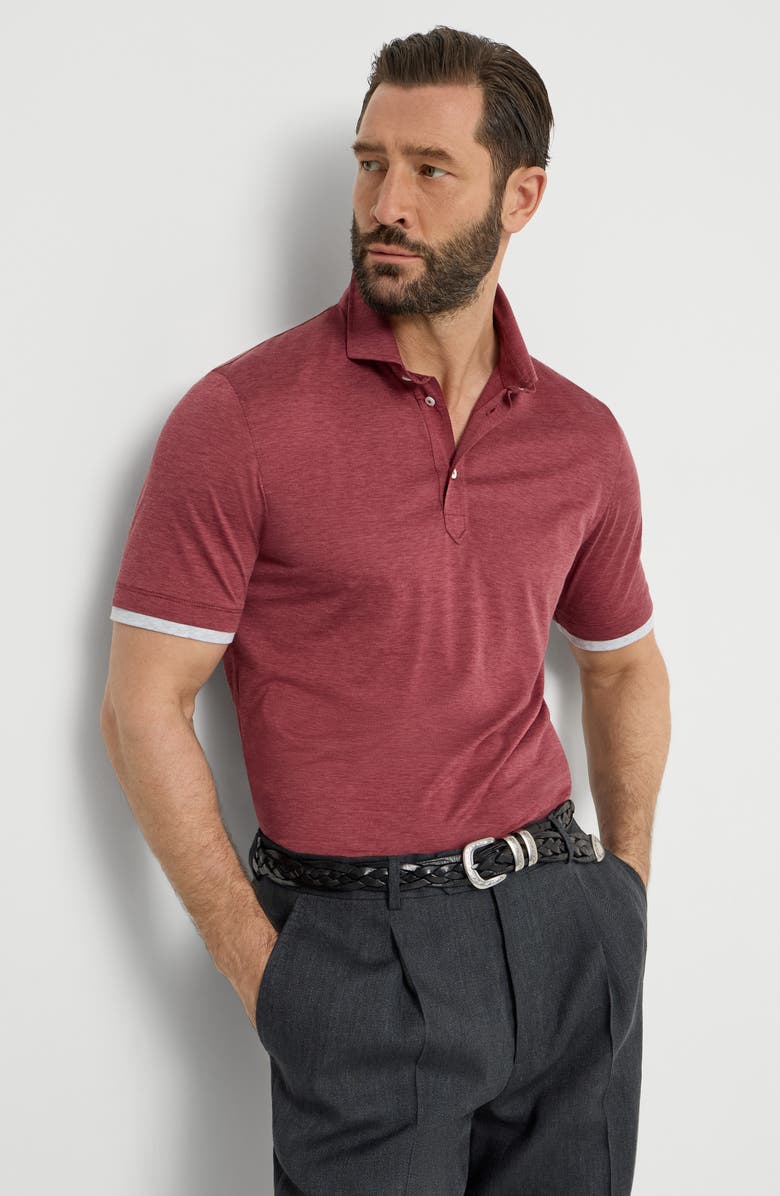 Brunello Cucinelli Jersey polo shirt, Alternate, color, Coral