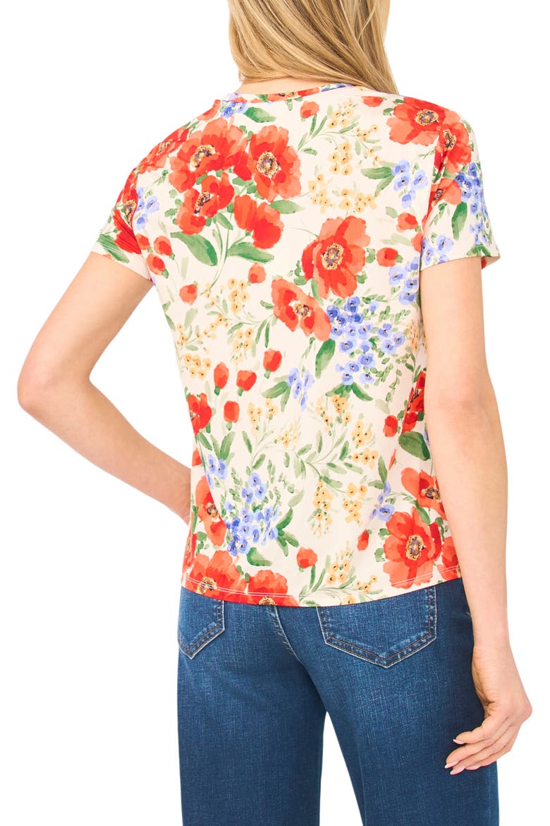 Floral Knit T-Shirt, Alternate, color, FIRE ORANGE