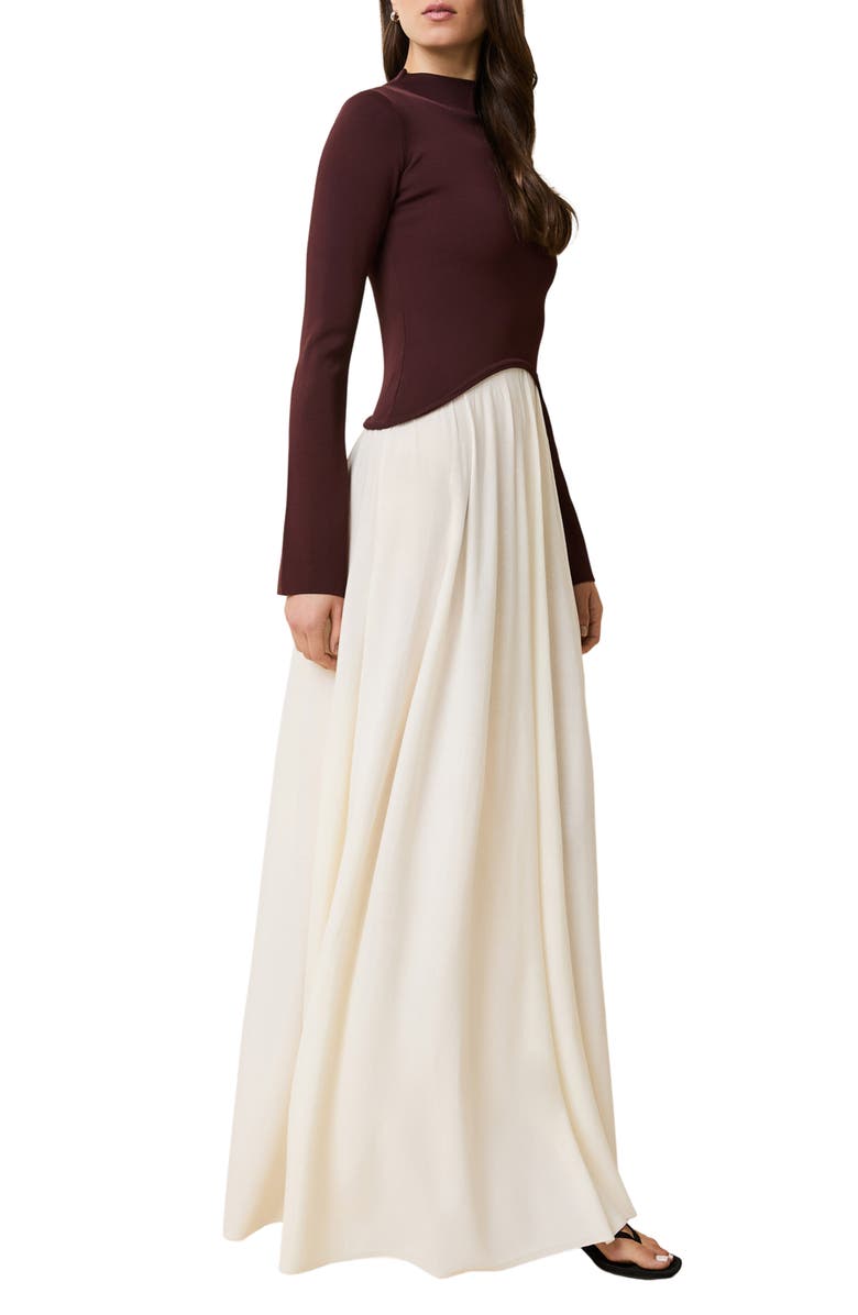 Solid & Striped The Soglio Long Sleeve Maxi Swetter Dress, Alternate, color, Raisin Brown