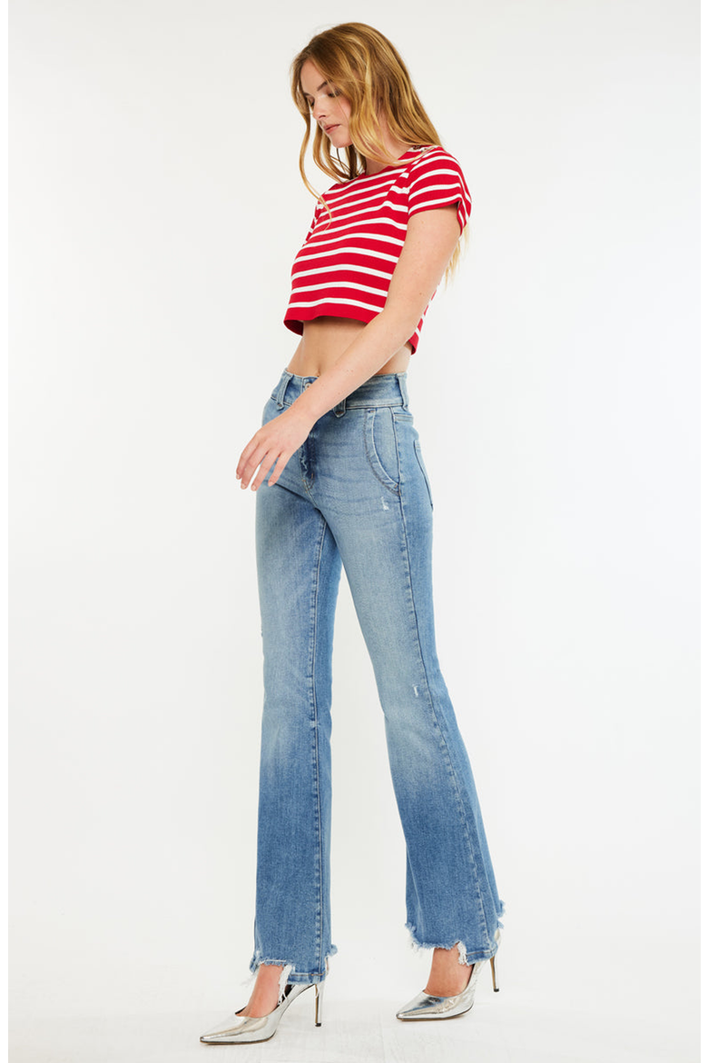 Giselle High Rise Flare Jeans, Alternate, color, Medium Wash