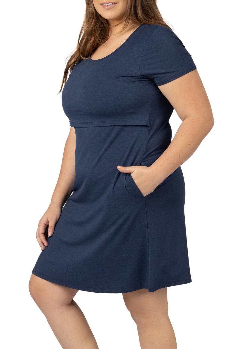 Eleanora Maternity & Nursing Dress, Alternate, color, NAVY