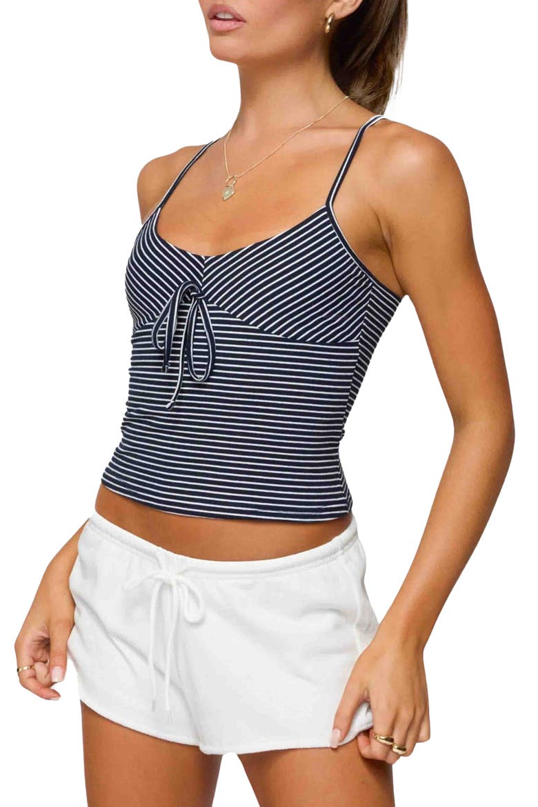 Tova Stripe Stretch Cotton Camisole, Alternate, color, NAVY-AND-WHITE