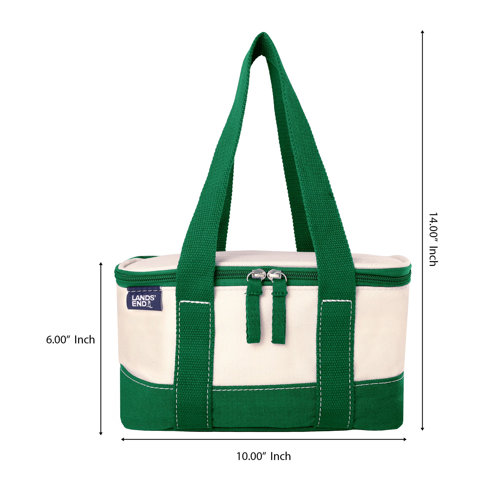 Lands' End Rectangular Small Cooler Bag Insulated 1.5 Gal, Canvas Soft Cooler with Tote Handles and Zip Closure, Alternate, color, 