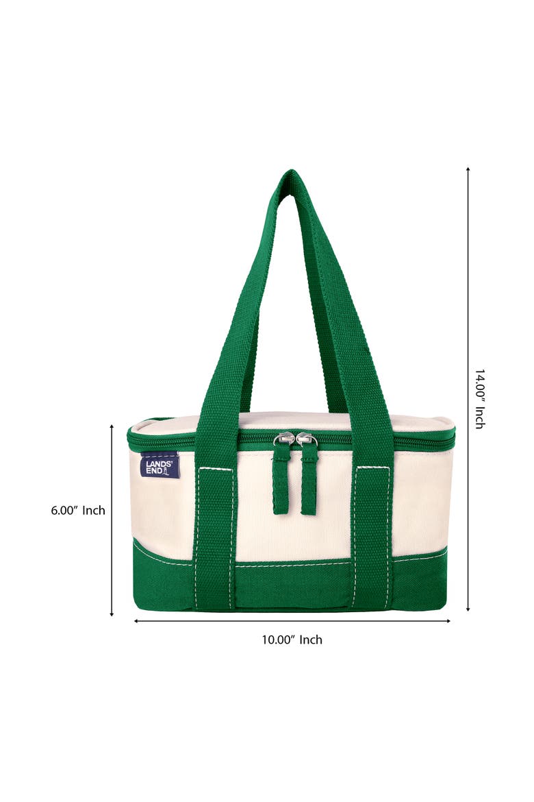 Rectangular Small Cooler Bag Insulated 1.5 Gal, Canvas Soft Cooler with Tote Handles and Zip Closure, Alternate, color, Kelly Green