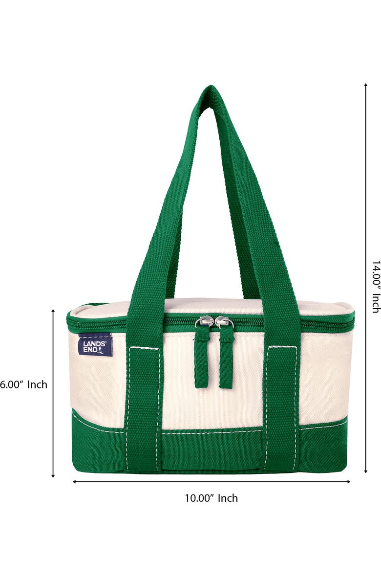 Lands' End Rectangular Small Cooler Bag Insulated 1.5 Gal, Canvas Soft Cooler with Tote Handles and Zip Closure, Alternate, color,
