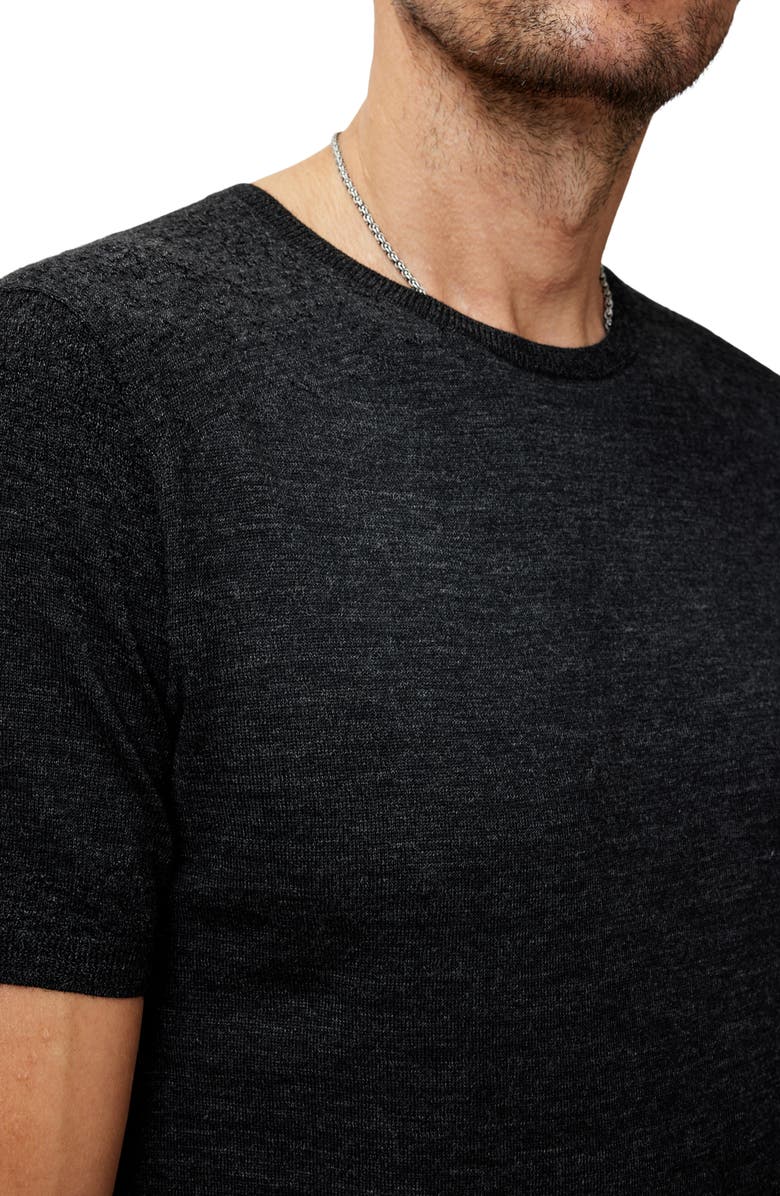 John Varvatos Alvito Regular Fit Short Sleeve Wool Sweater, Alternate, color, Charcoal