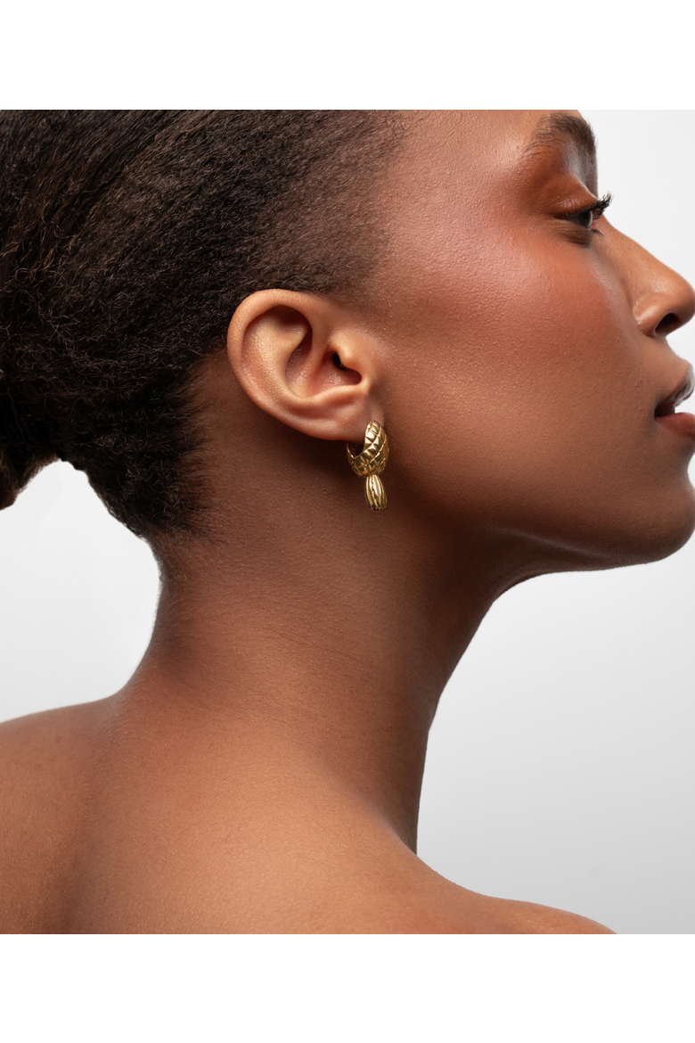 Pineapple Earrings, Alternate, color, Gold
