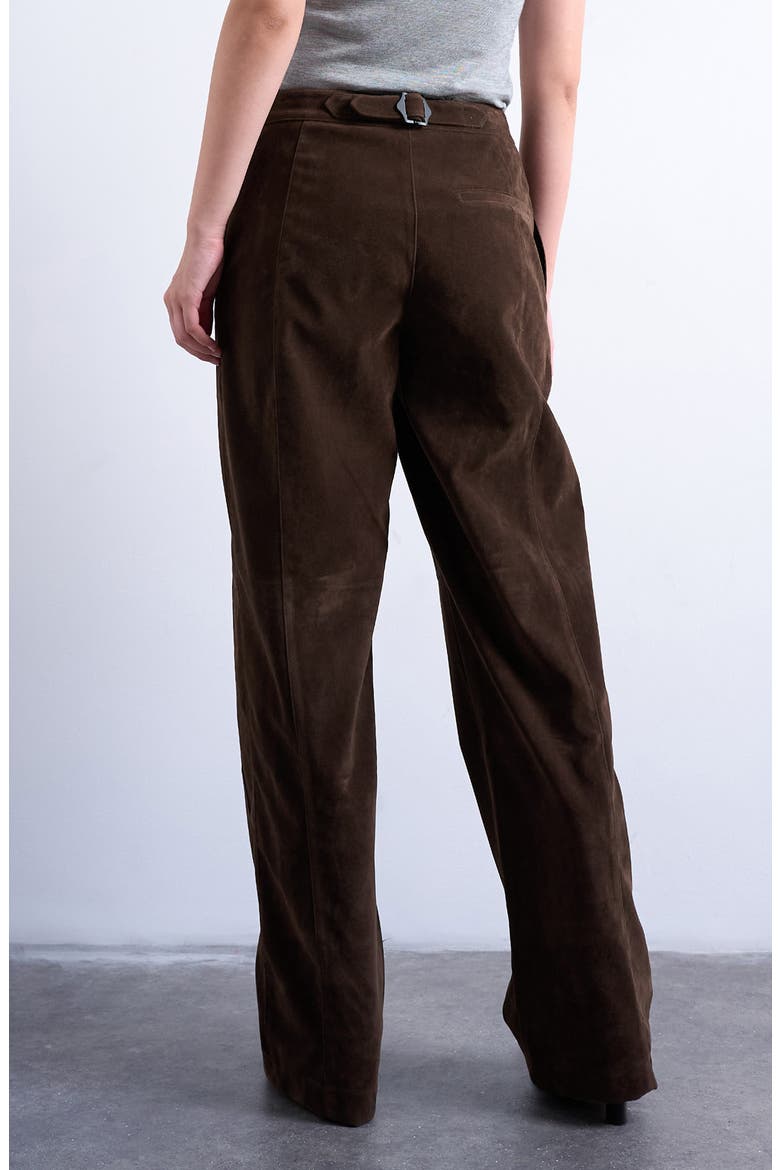Faux Suede Wide Leg Pants, Alternate, color, BROWN