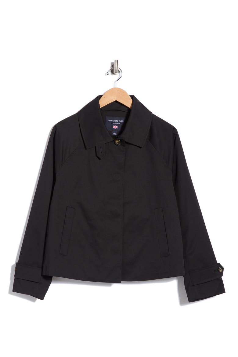 Single Breasted Short Trench Coat, Alternate, color, BLACK