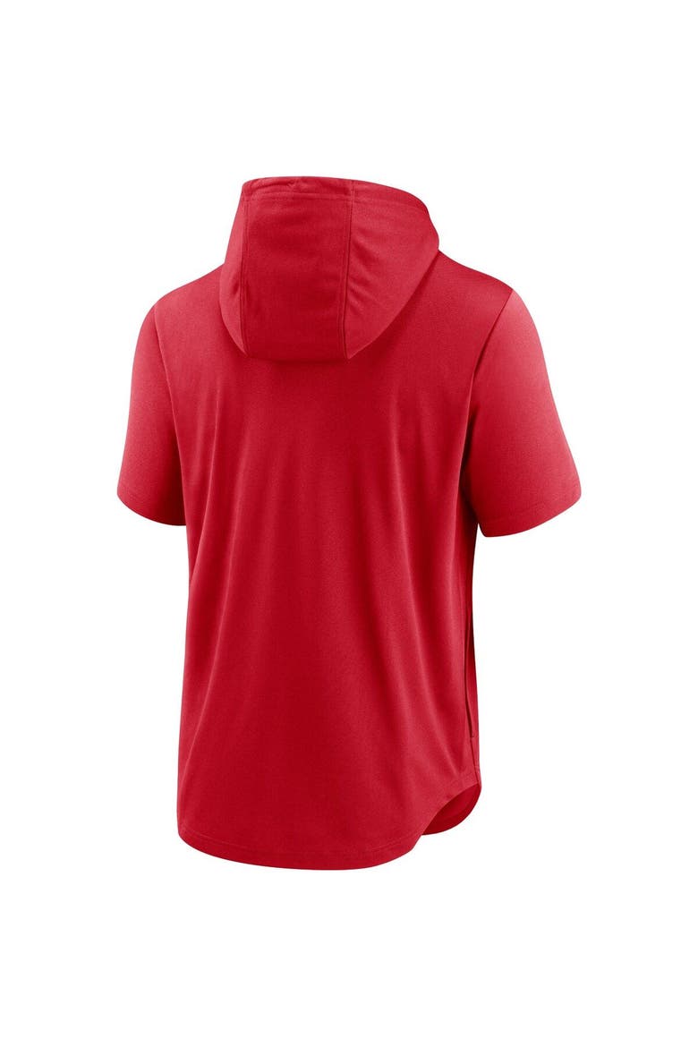 Men's Nike Red Washington Nationals Lockup Performance Short Sleeve Lightweight Hooded Top, Alternate, color, Red